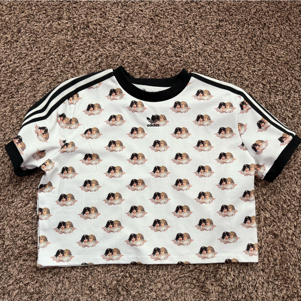 NWOT Adidas Cherub Angel Graphic Cropped Shirt